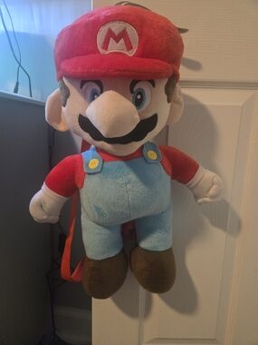 Nintendo Mario Plush Backpack - Red, Light Blue, Brown